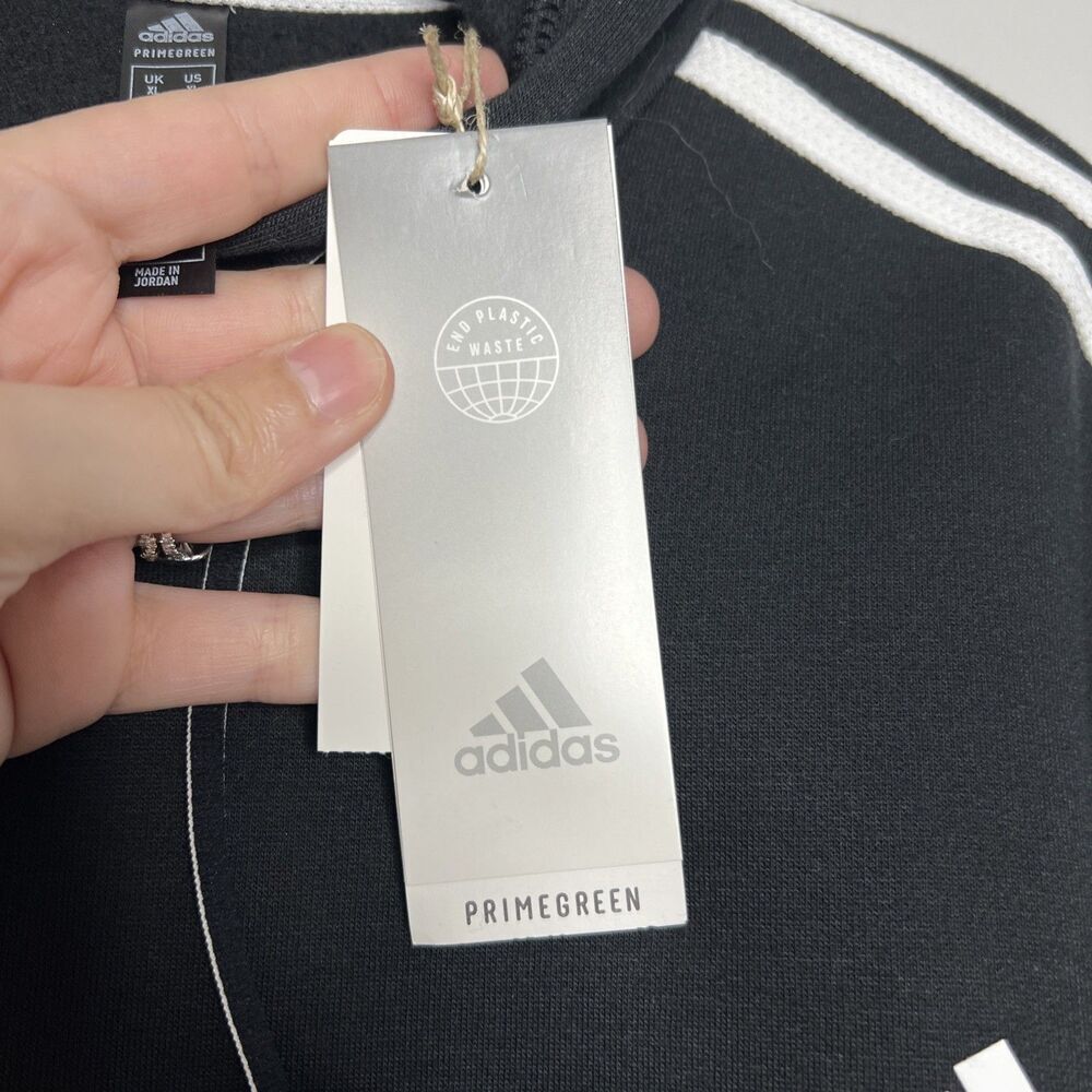 NEW Women's XL Adidas Primegreen 3S Fleece Lined Three Stripe Cropped Hoodie NWT - Picture 3 of 6
